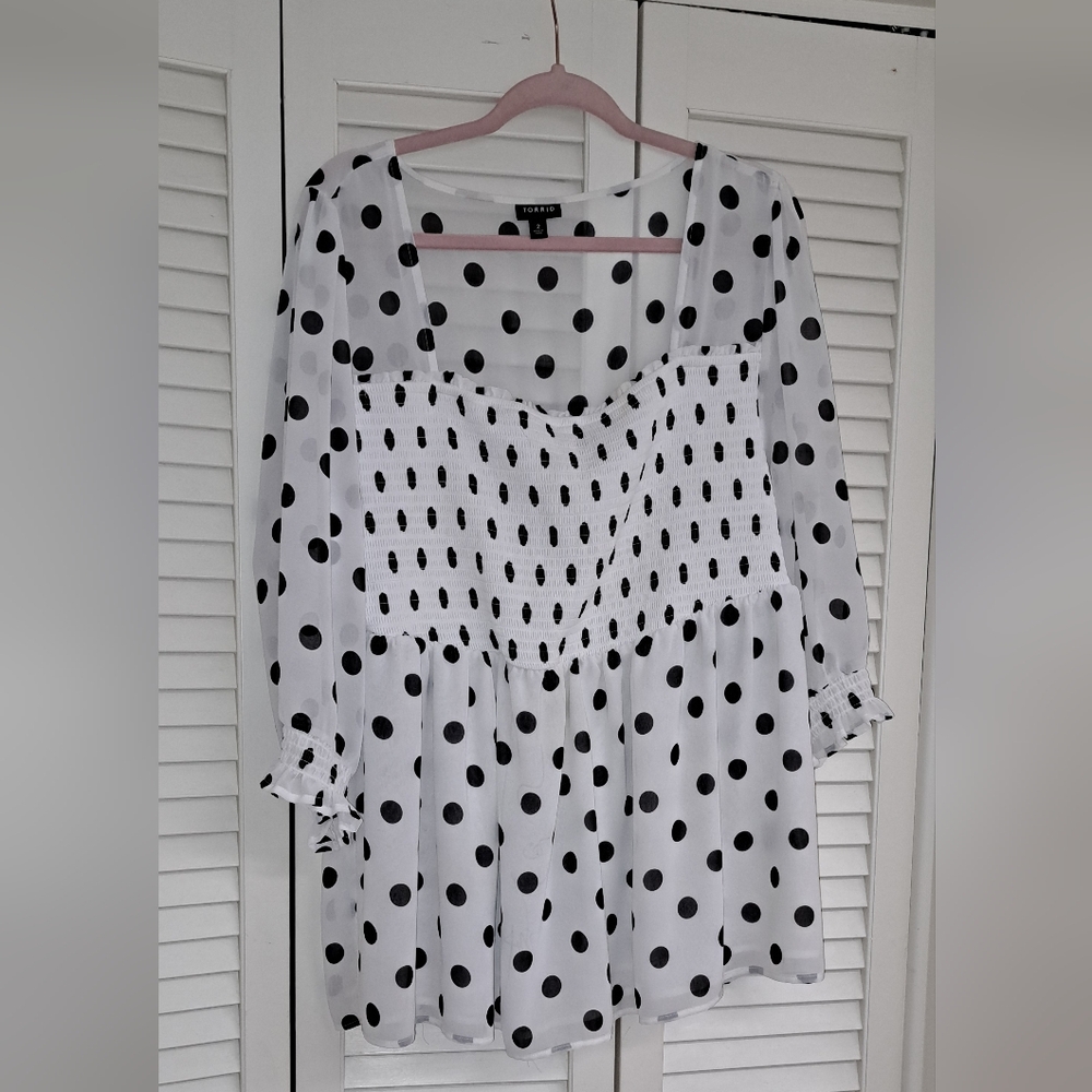 Torrid Black and White Polka Dot Top